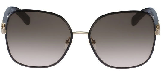Ferragamo Women Black/Light Gold-Tone Butterfly Sunglasses SF150S-733 Brown Gradient Lens 59mm