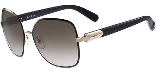 Ferragamo Women Black/Light Gold-Tone Butterfly Sunglasses SF150S-733 Brown Gradient Lens 59mm