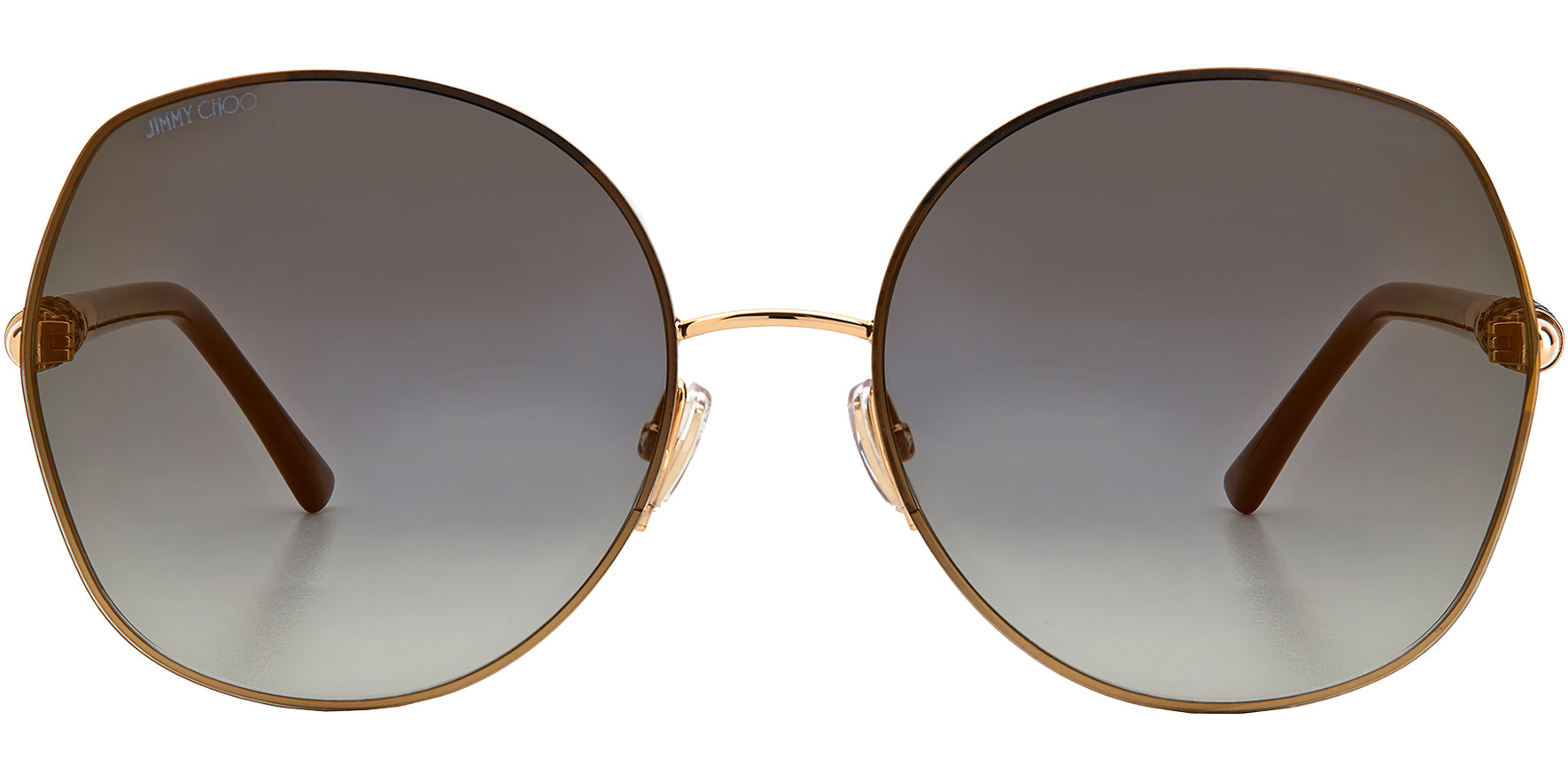 Jimmy Choo Women Mely Rose Gold-Tone Butterfly Sunglasses 0000-FQ Grey/Gold Flash Gradient Lens 60mm
