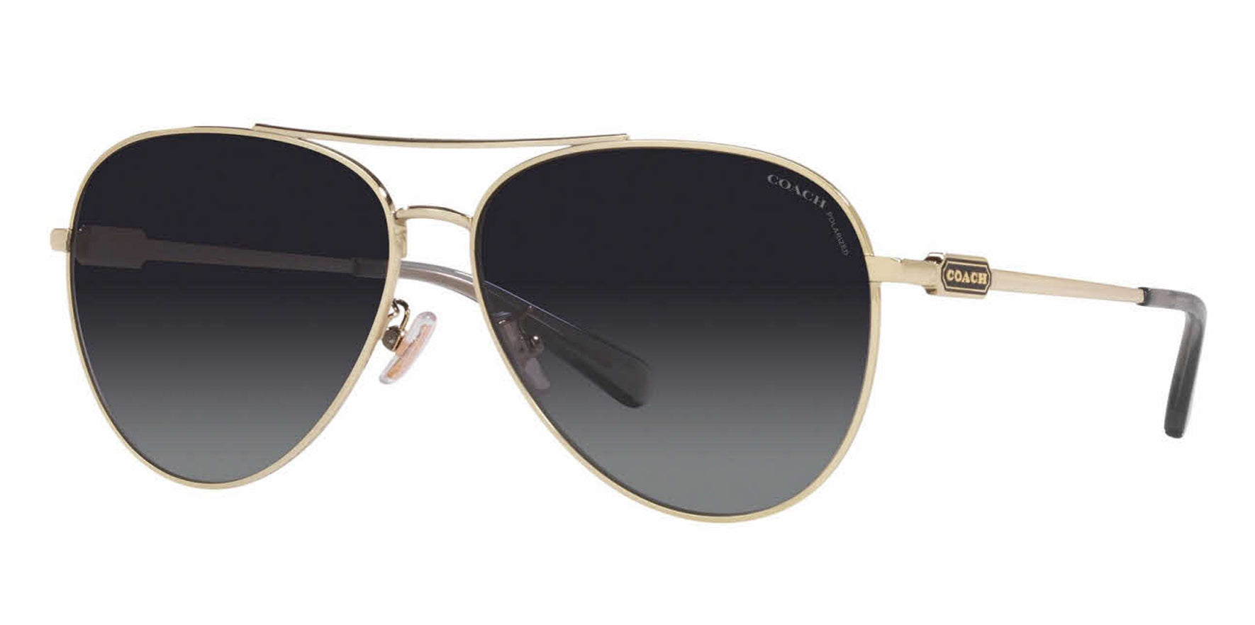 Coach Women Shiny Light Gold Tone Aviator Sunglasses HC7140 9005T3 Gre