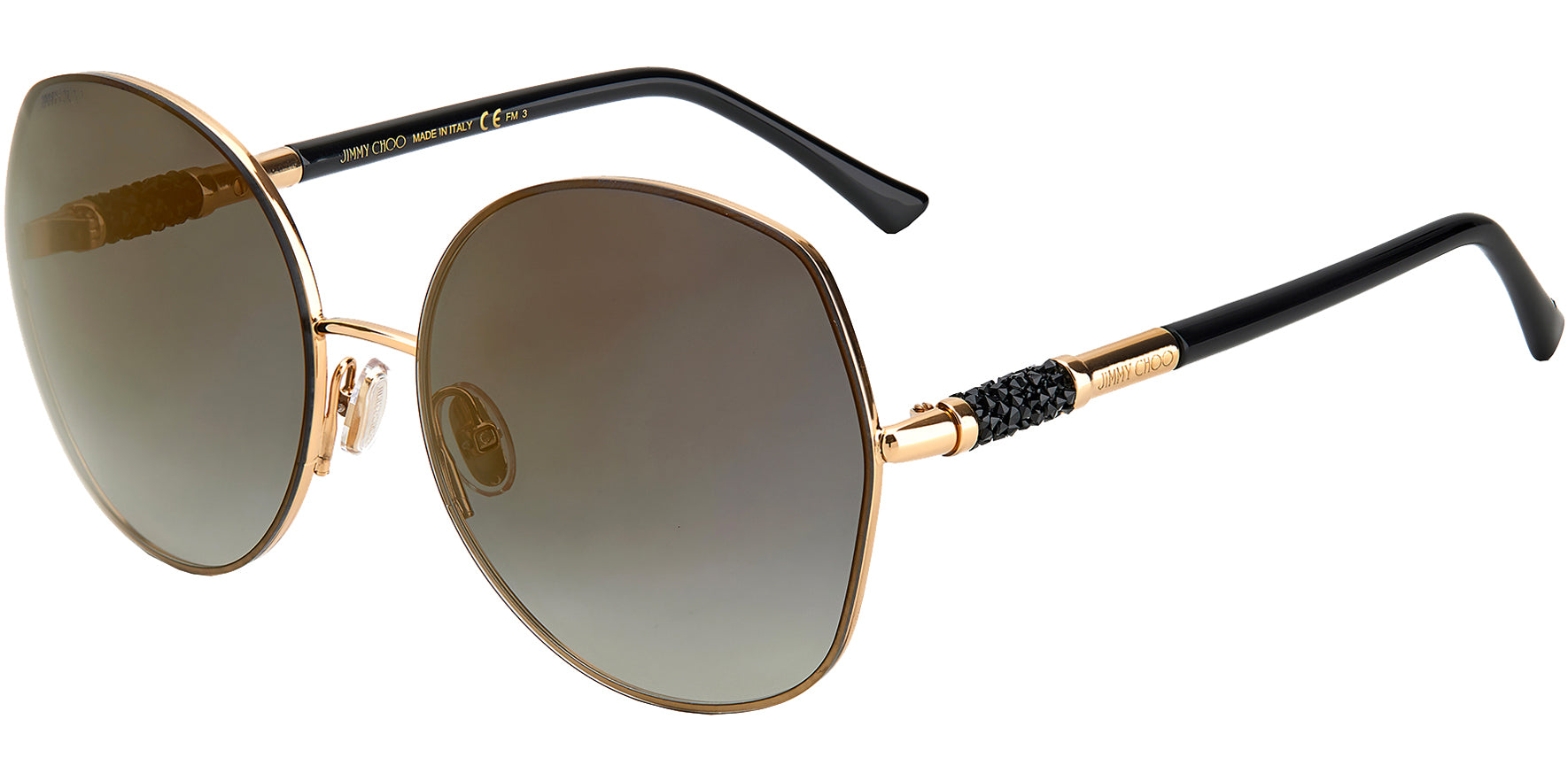 Jimmy Choo Women Mely Rose Gold-Tone Butterfly Sunglasses 0000-FQ Grey/Gold Flash Gradient Lens 60mm
