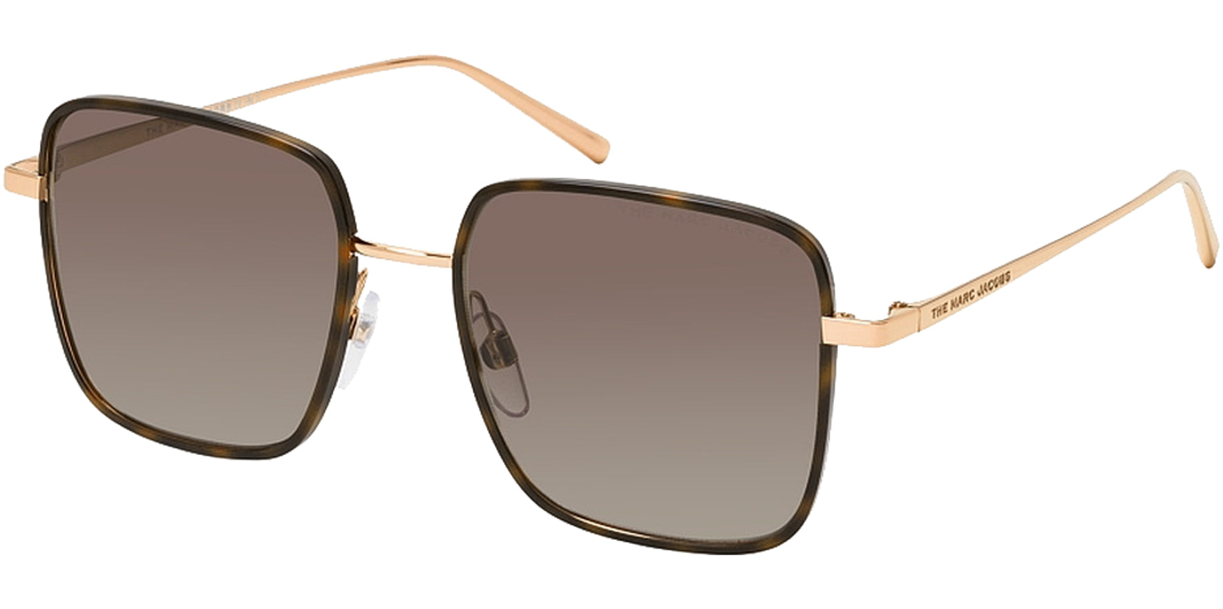 The Marc Jacobs Women Havana Gold-Tone Square Sunglasses MARC477S-02IK-HA Brown Gradient Lens 51mm