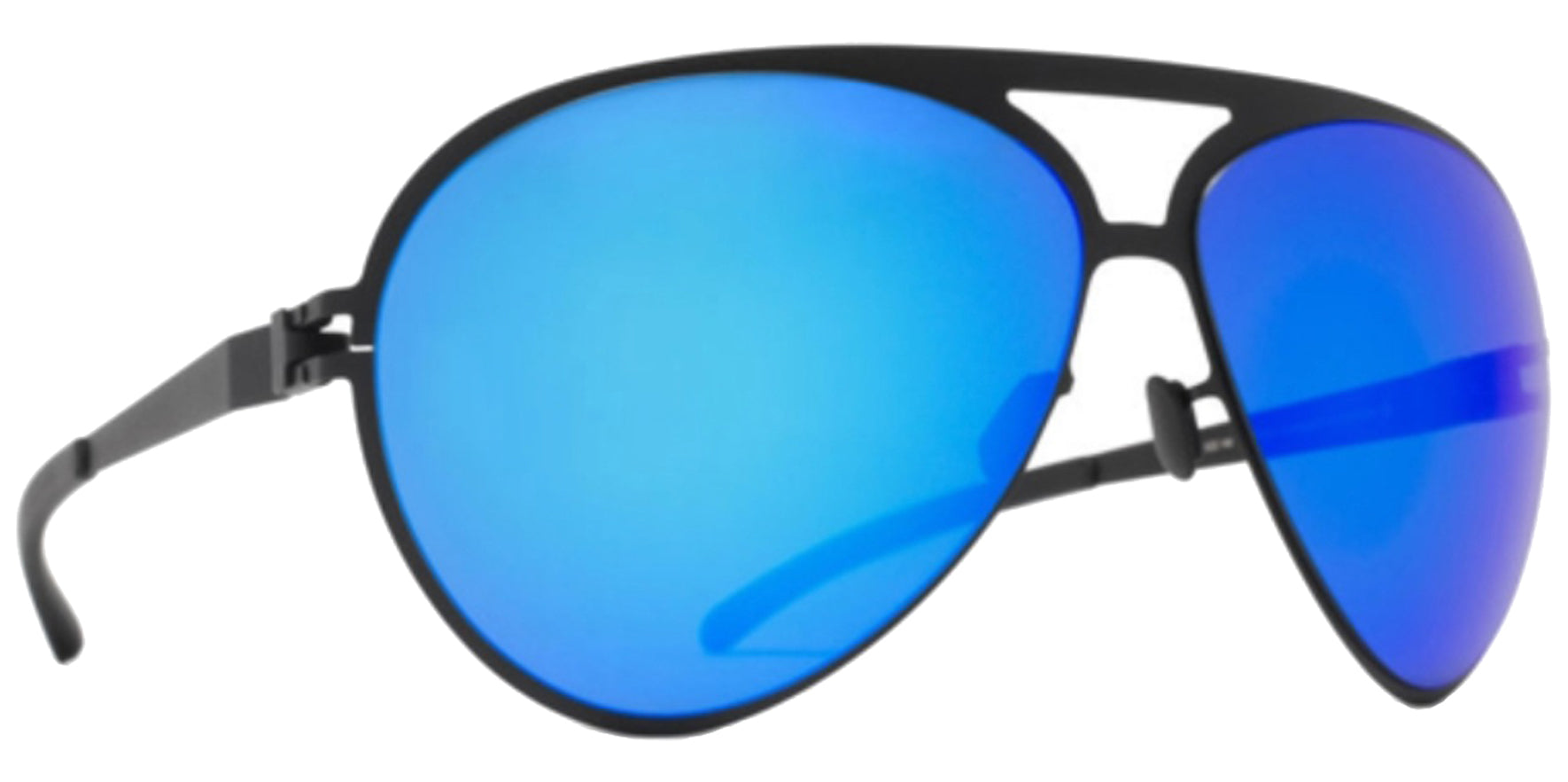 Mykita Sepp Matte Black Aviator Sunglasses 10015414 Azure Flash Lens 63mm