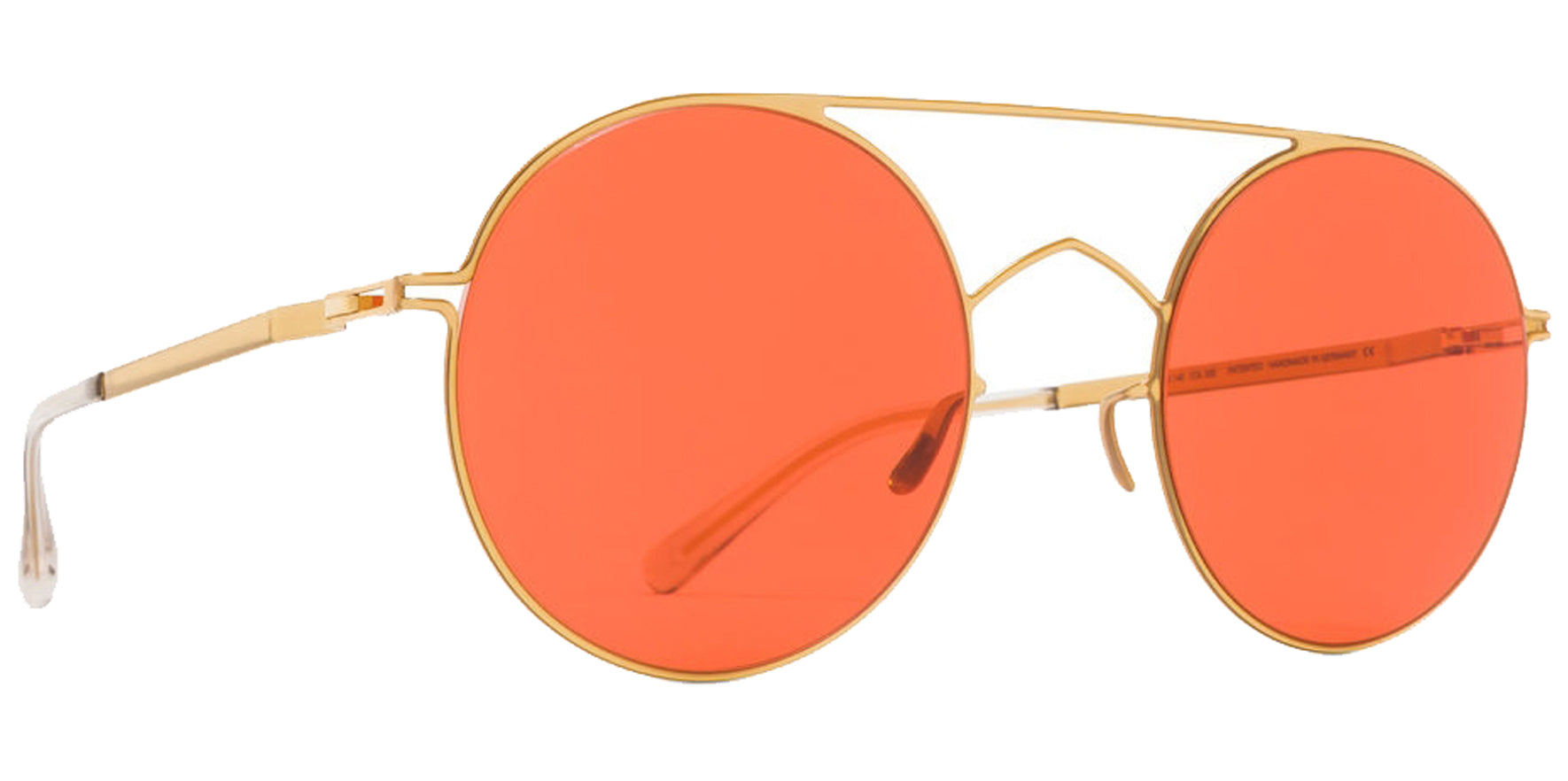 Mykita Studio5.4 POW8 Glossy Gold-Tone Round Sunglasses 10015795 Ultra Red Solid Lens 49mm