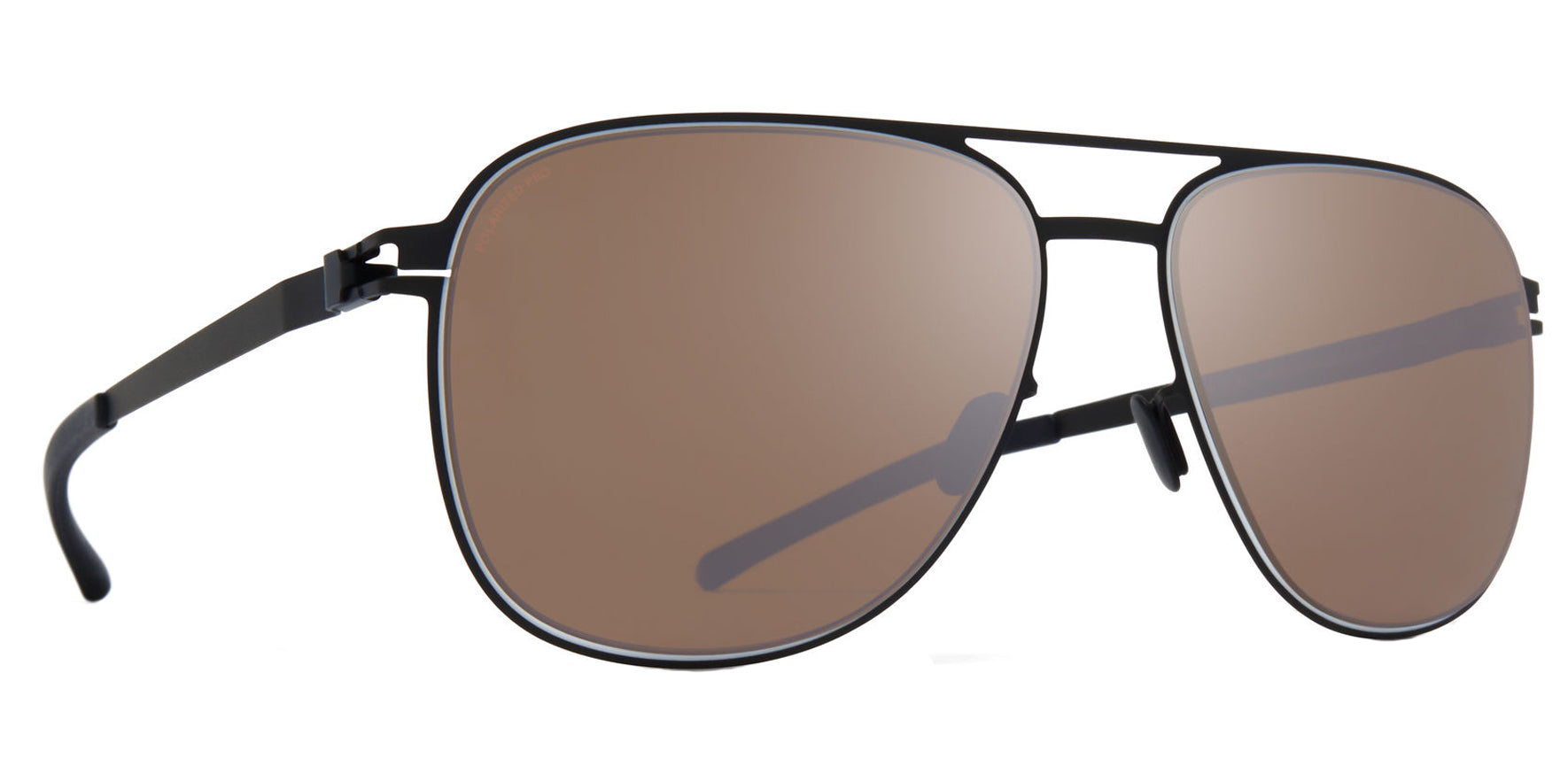 Mykita Caleb Black/White Aviator Sunglasses 10017170 Polarized Pro Hi Con Brown Silver Flash Lens 57mm