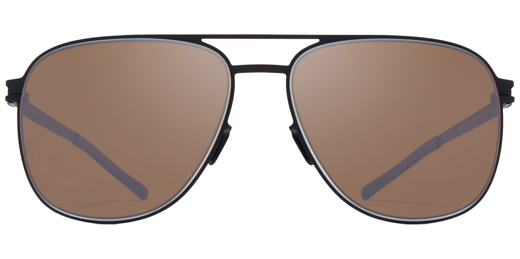 Mykita Caleb Black/White Aviator Sunglasses 10017170 Polarized Pro Hi Con Brown Silver Flash Lens 57mm