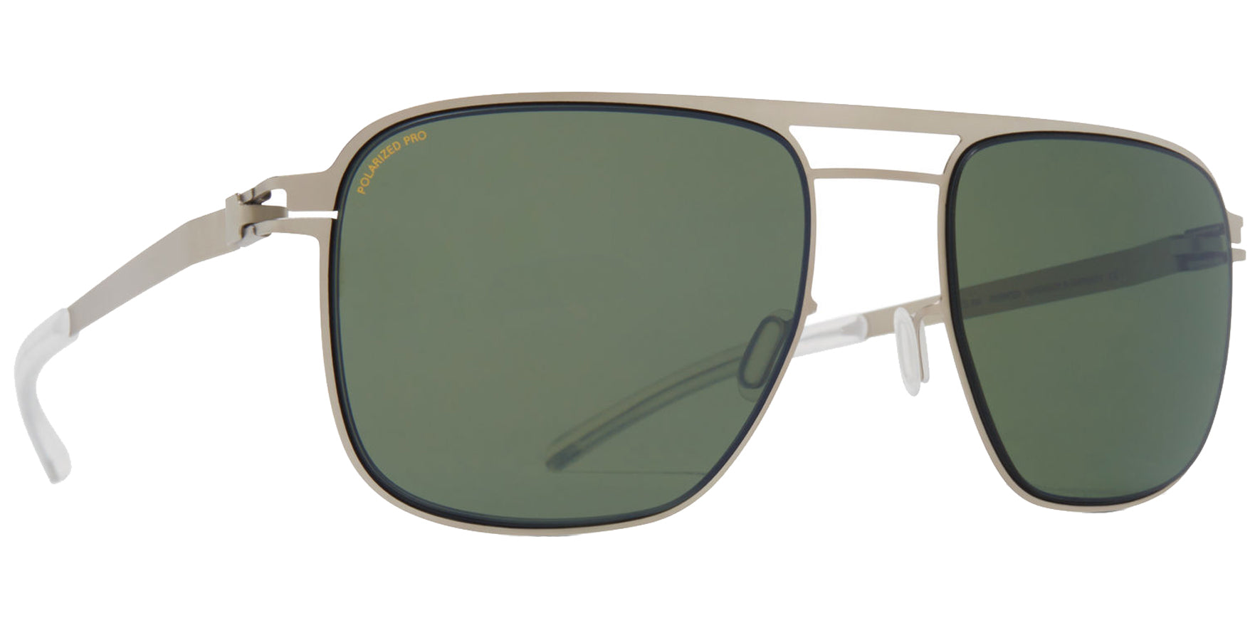 Mykita Eli Matte Silver/Black Square Sunglasses 10017173 Polarized Pro Green Lens 52mm