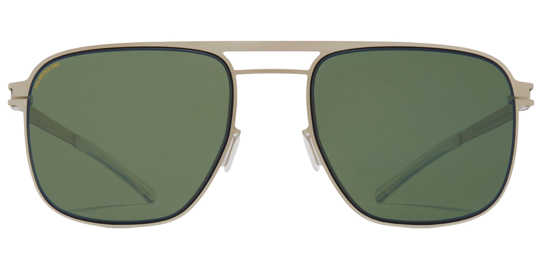Mykita Eli Matte Silver/Black Square Sunglasses 10017173 Polarized Pro Green Lens 52mm