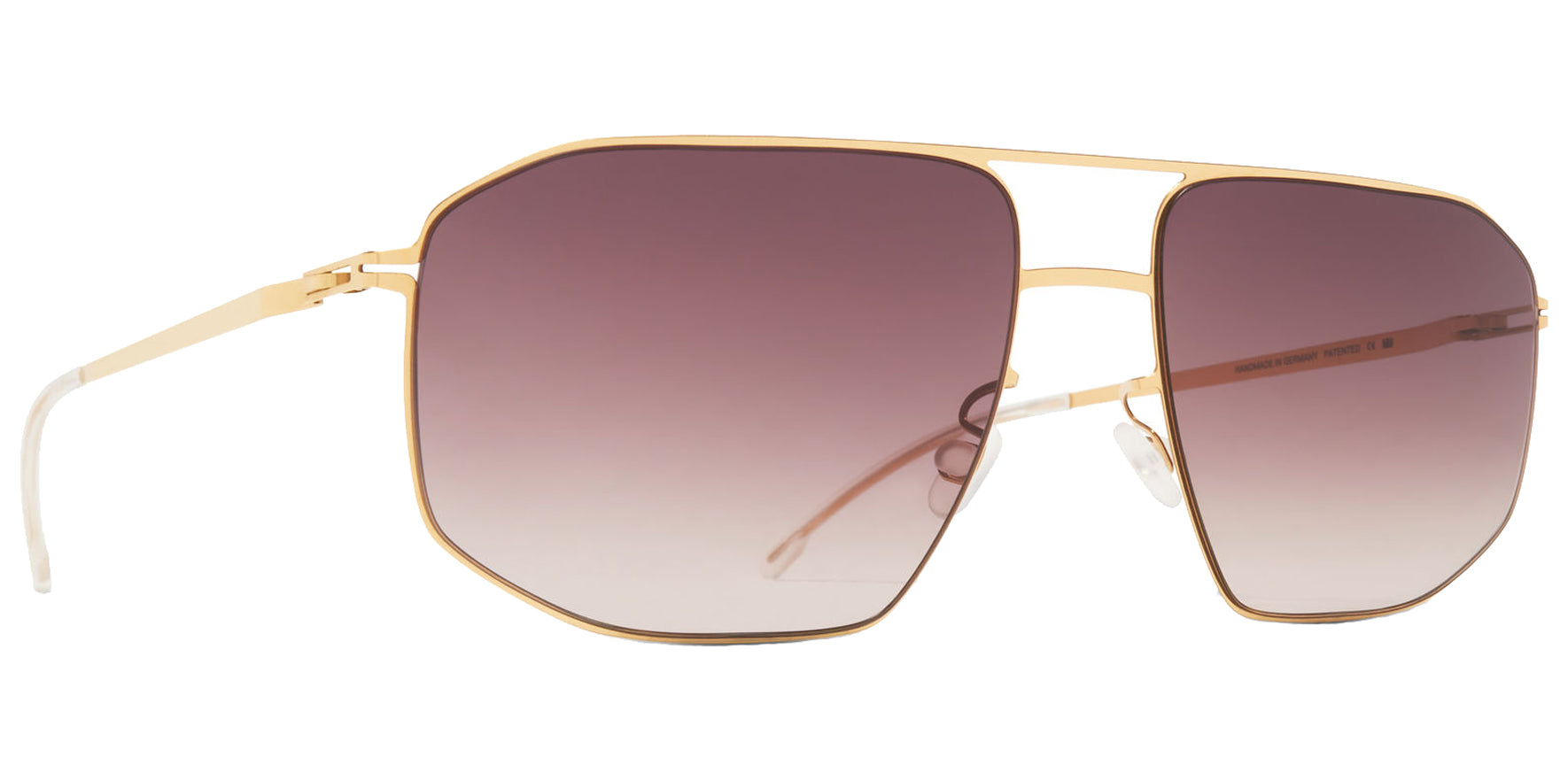 Mykita Santeri Glossy Gold-Tone Geometric Sunglasses 10088910 Cedar Brown Gradient Lens 59mm