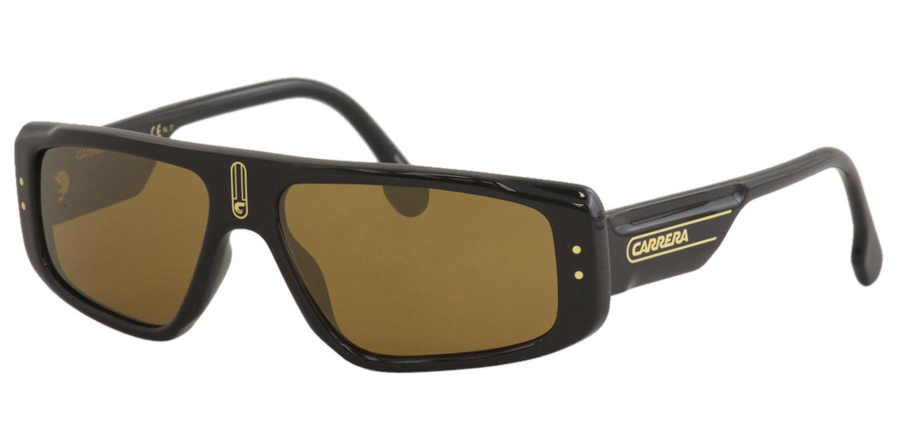 Carrera Men Black Gold Bronze Pilot Sunglasses 1022S-0YYC-K1 Brown Gold Mirrored Lens 58mm