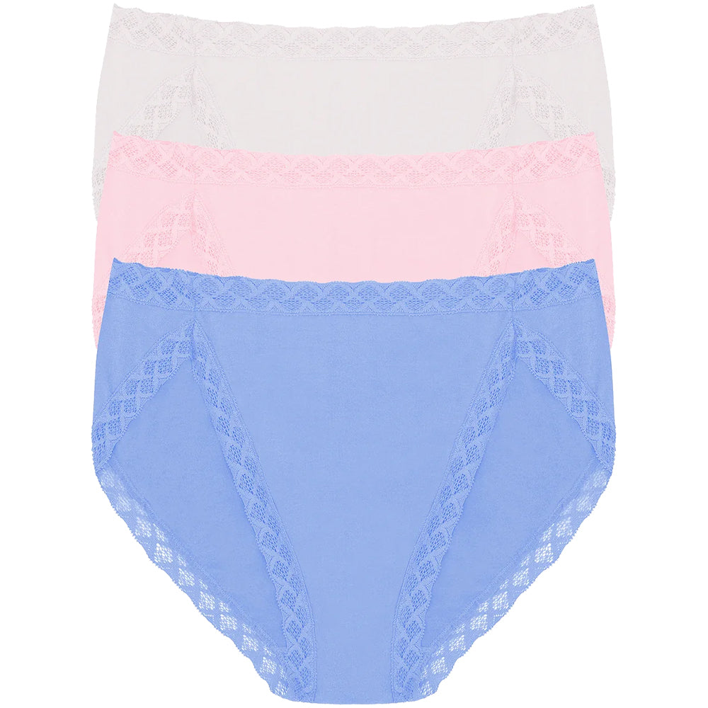 Natori Bliss French Cut Brief, Blue Iris/Soft Mulberry/Mink, 3-Pack, Medium - 152058MP-BU436-M