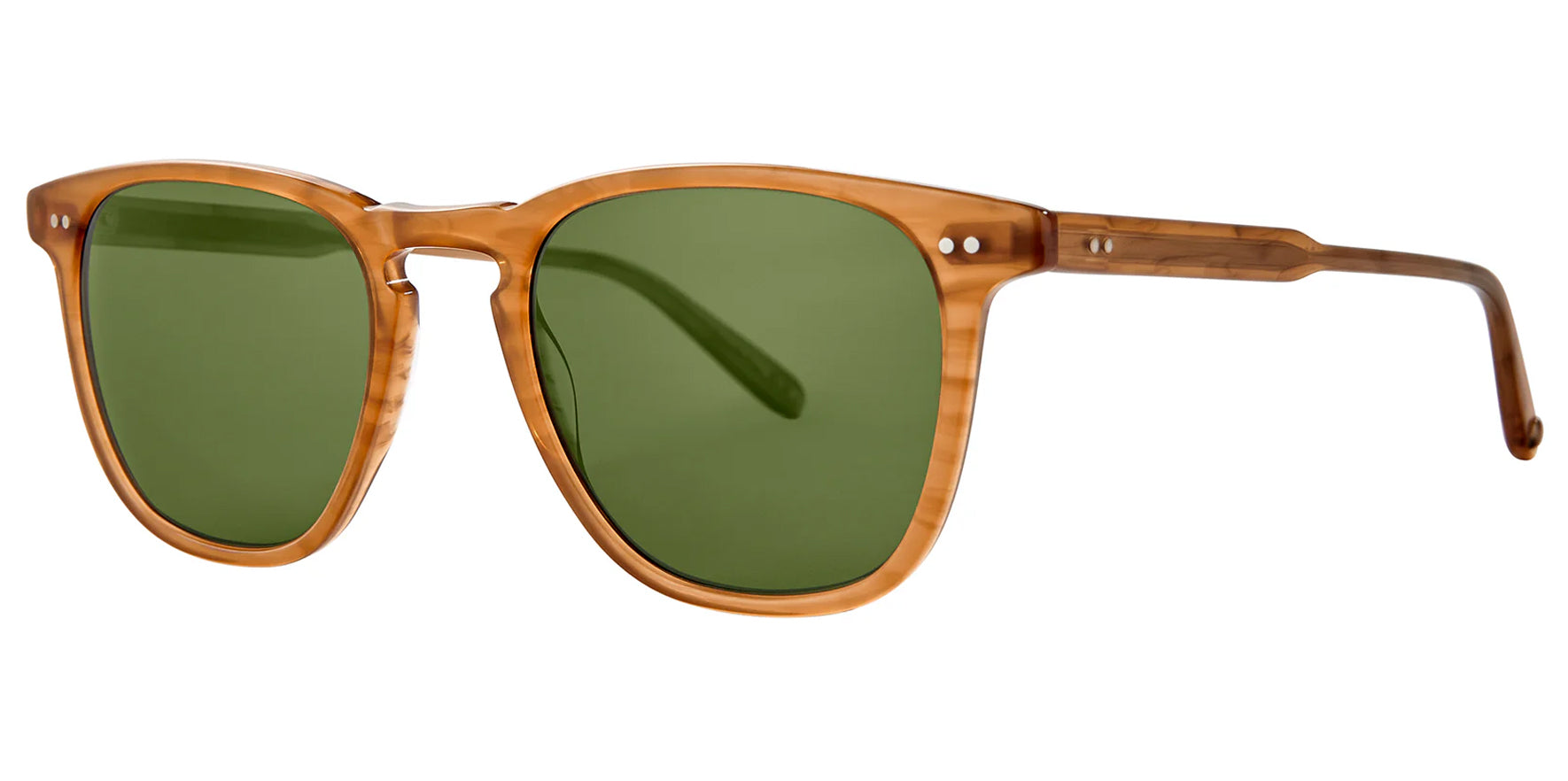 Garrett Leight Brooks Sun Butterscotch Square Sunglasses 2002-47-BTSFPGNPLR Green Polarized Lens 47mm