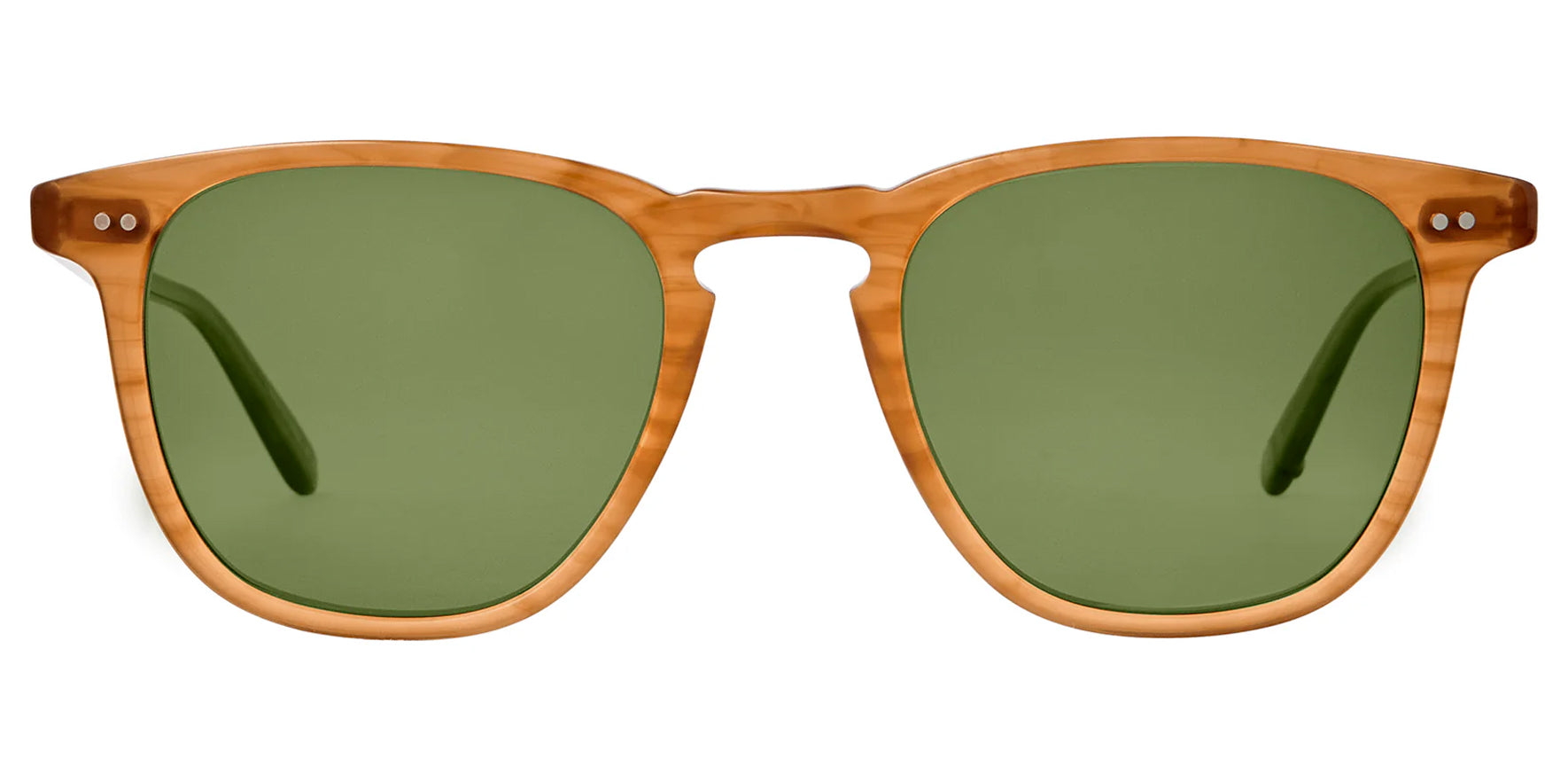 Garrett Leight Brooks Sun Butterscotch Square Sunglasses 2002-47-BTSFPGNPLR Green Polarized Lens 47mm