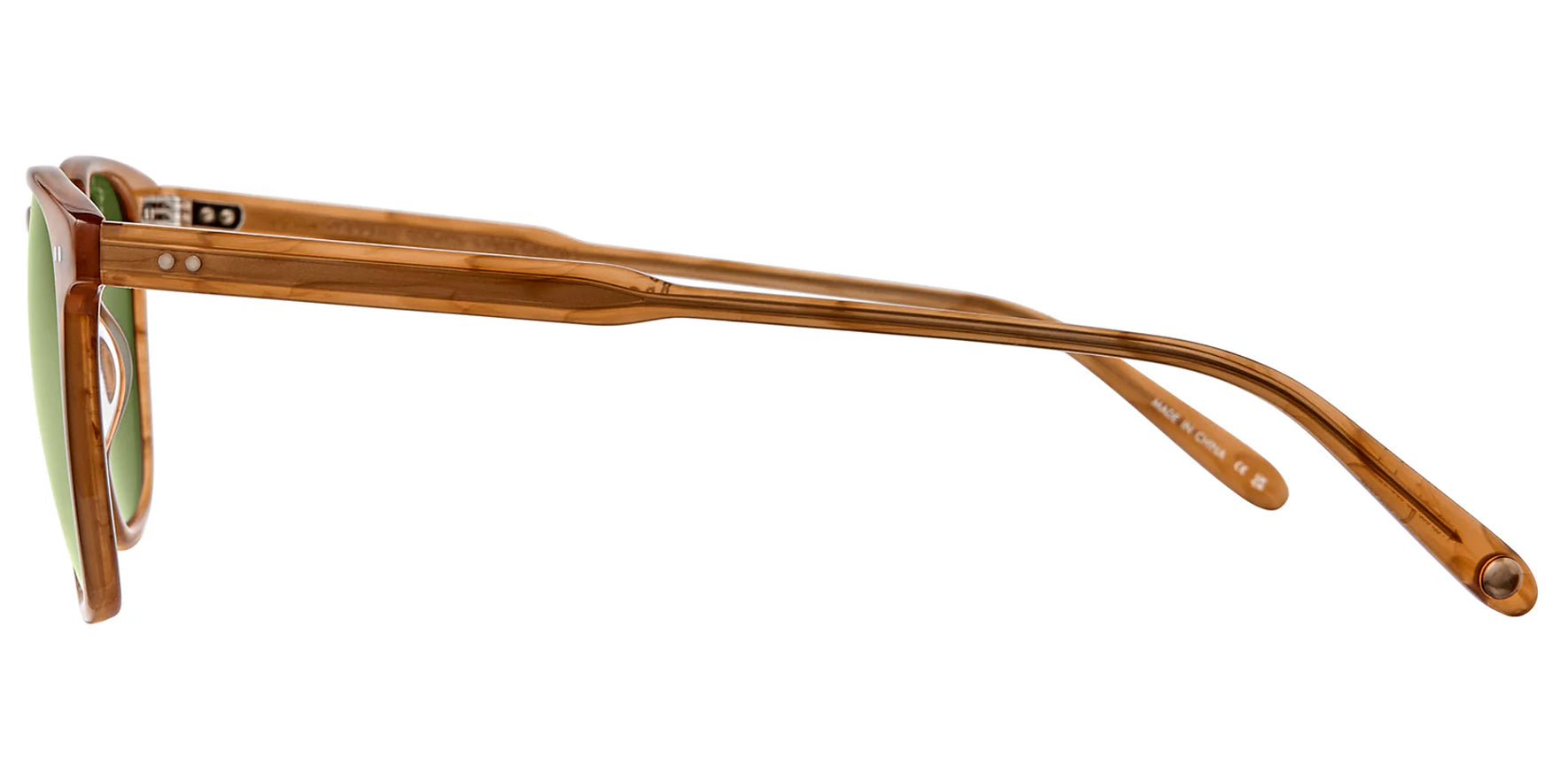 Garrett Leight Brooks Sun Butterscotch Square Sunglasses 2002-47-BTSFPGNPLR Green Polarized Lens 47mm