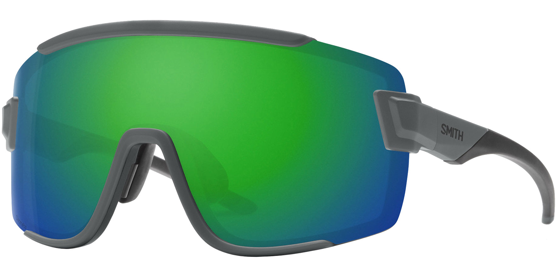 Smith Optics Wildcat Men Matte Cement Shield Sunglasses 201516RIW99X8 ChromaPop Green Mirrored Lens 140mm