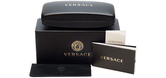 Versace Women Shiny Black Butterfly Sunglasses VE4449D-GB187 Dark Grey Lens 58mm - Made in Italy