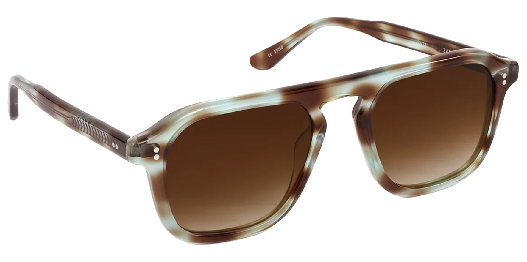 Krewe Zander Aquamarine Tortoise Navigator Sunglasses 33258 Amber Gradient Lens 52mm