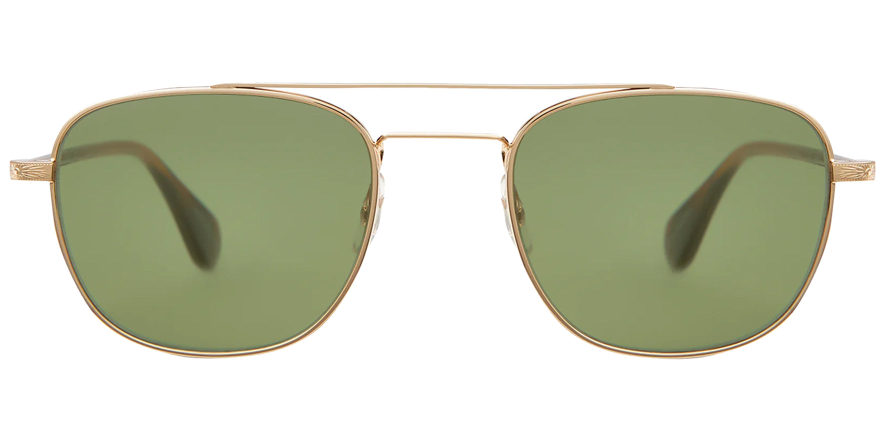 Garrett Leight Clubhouse II Sun Gold-Spotted Brown Shell Pilot Sunglasses 4065-51-G-SPBRNSHGRN Green Lens 51mm