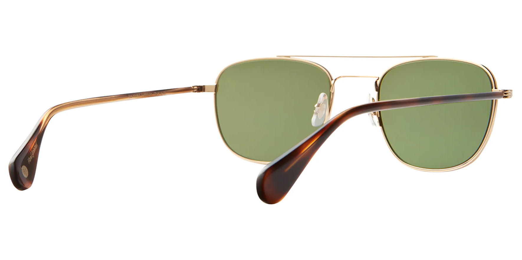 Garrett Leight Clubhouse II Sun Gold-Spotted Brown Shell Pilot Sunglasses 4065-51-G-SPBRNSHGRN Green Lens 51mm