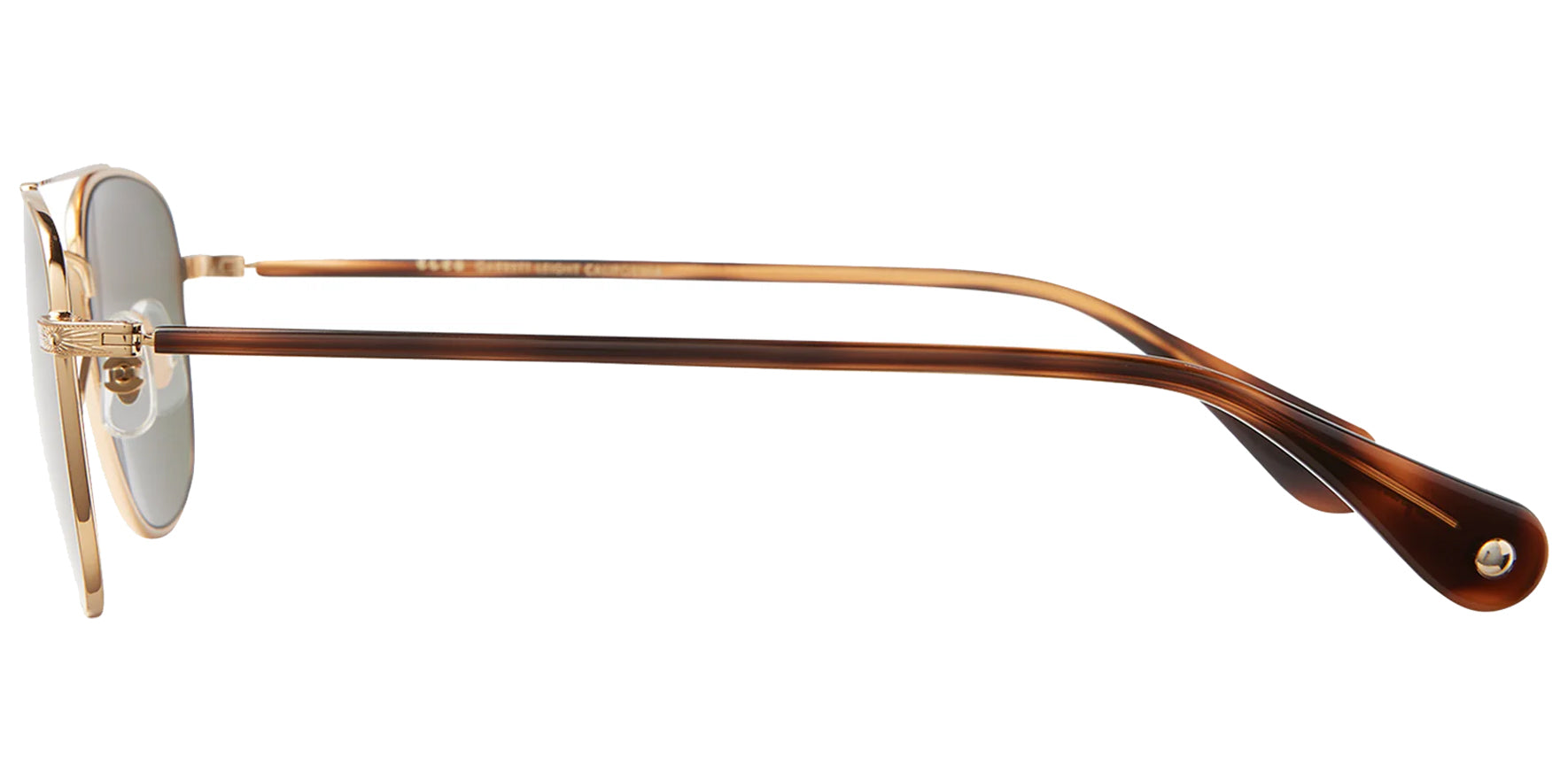 Garrett Leight Clubhouse II Sun Gold-Spotted Brown Shell Pilot Sunglasses 4065-51-G-SPBRNSHGRN Green Lens 51mm