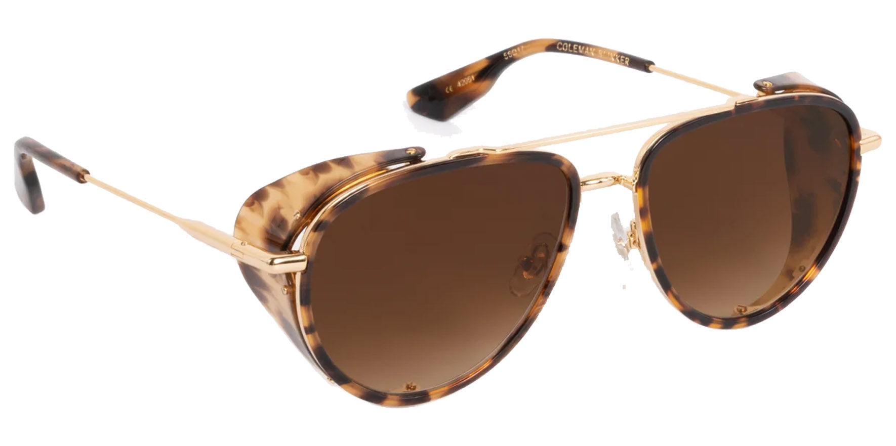 Krewe Coleman Blinker Venezia 18K Aviator Sunglasses 42051 Amber Gradient Lens 56mm
