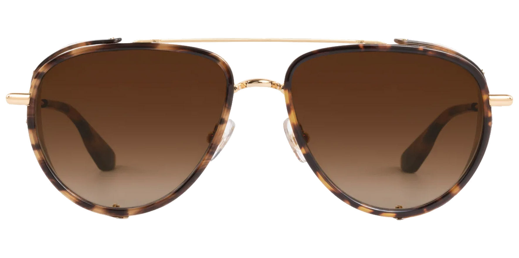 Krewe Coleman Blinker Venezia 18K Aviator Sunglasses 42051 Amber Gradient Lens 56mm