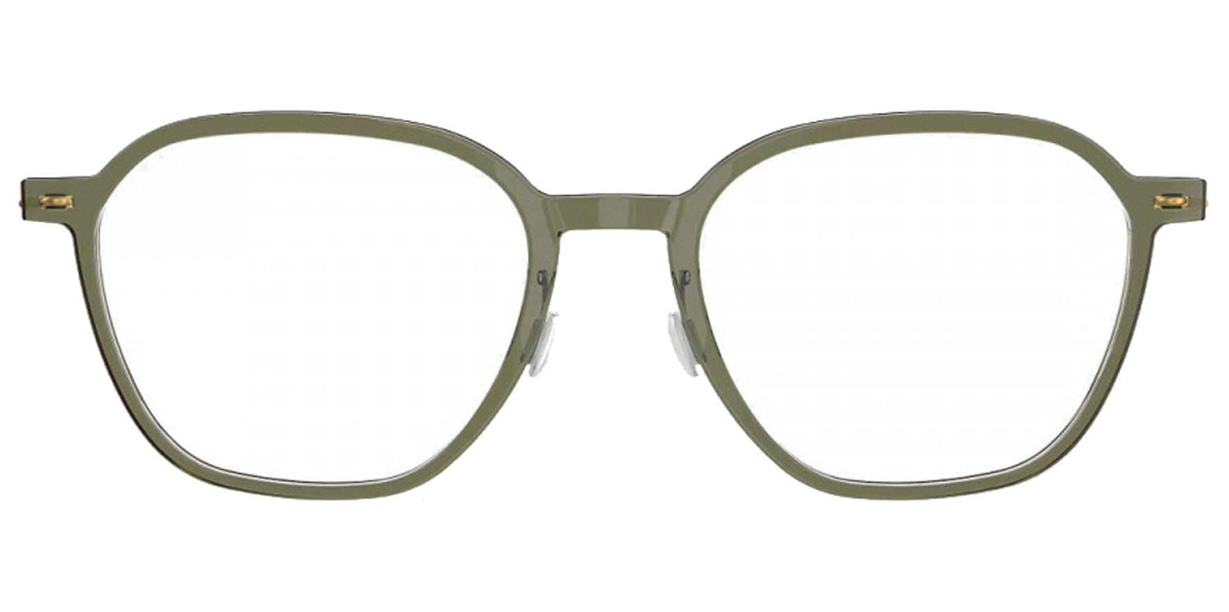 Lindberg N.O.W. Titanium Olive Green Geometric Square Eyeglass Frames 6627-C11-GT Clear Demo Lens 50mm