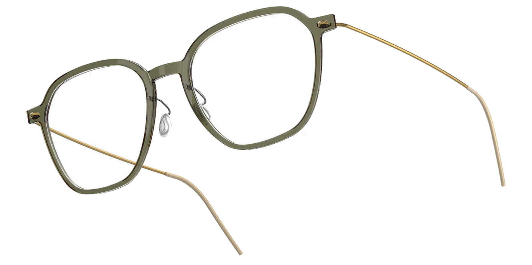 Lindberg N.O.W. Titanium Olive Green Geometric Square Eyeglass Frames 6627-C11-GT Clear Demo Lens 50mm