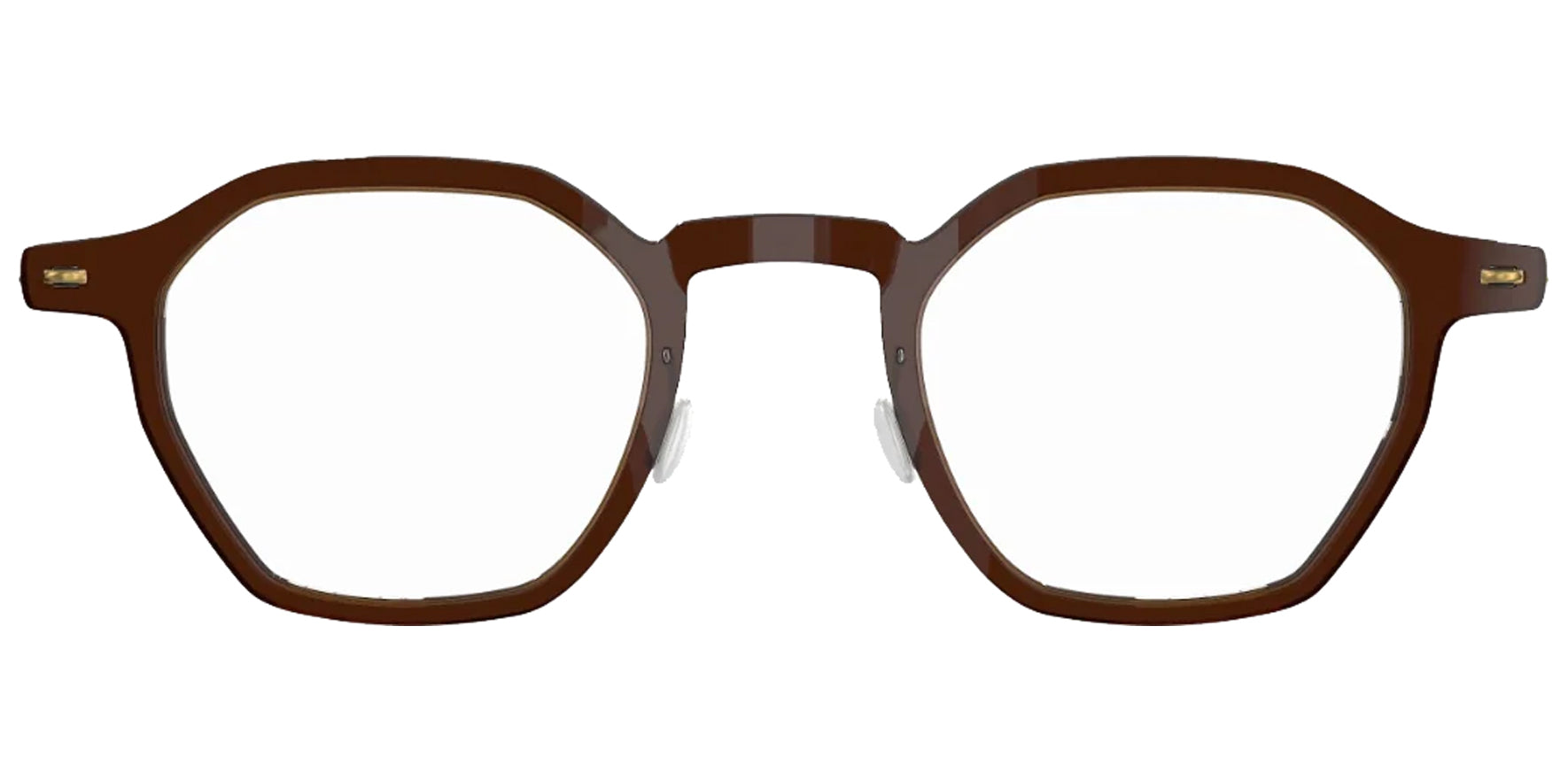 Lindberg N.O.W. Titanium Brown Geometric Eyeglass Frames 6654-C10-GT Clear Demo Lens 44mm