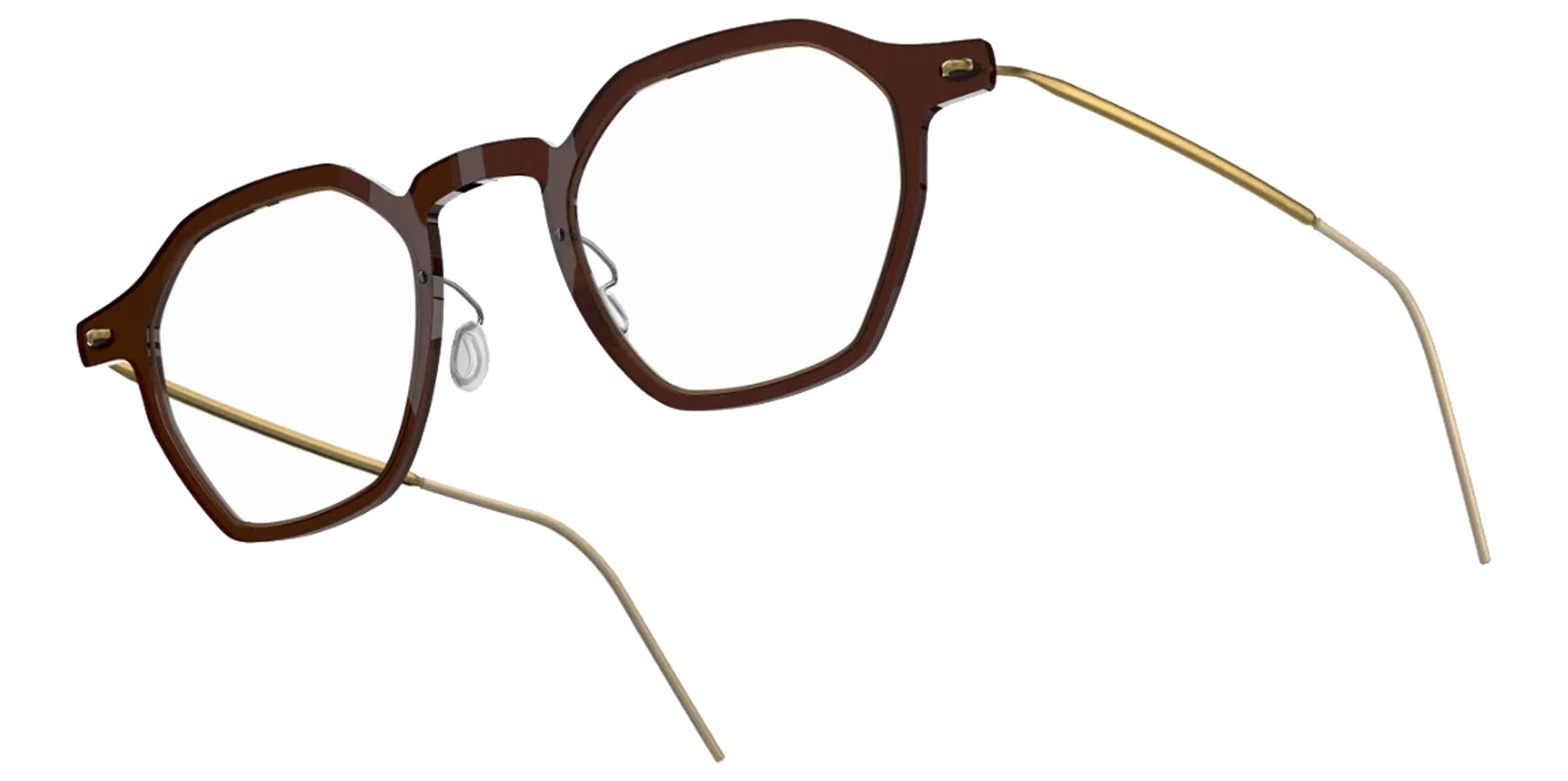 Lindberg N.O.W. Titanium Brown Geometric Eyeglass Frames 6654-C10-GT Clear Demo Lens 44mm