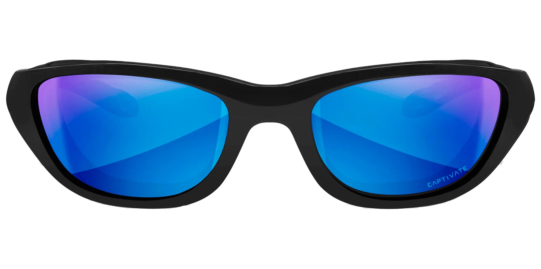 Wiley X Airrage Gloss Black Wraparound Sunglasses 692 CAPTIVATE™ Polarized Blue Mirror Lens 61mm