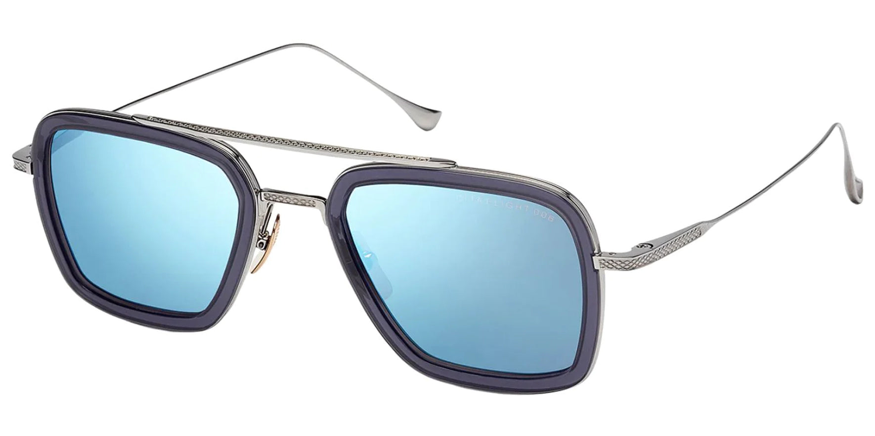 Dita Flight.006 Smoke Grey Crystal-Black Palladium Navigator Sunglasses 7806-A-SMK-PLD-52-Z Grey-Blue Mirror Lens 52mm