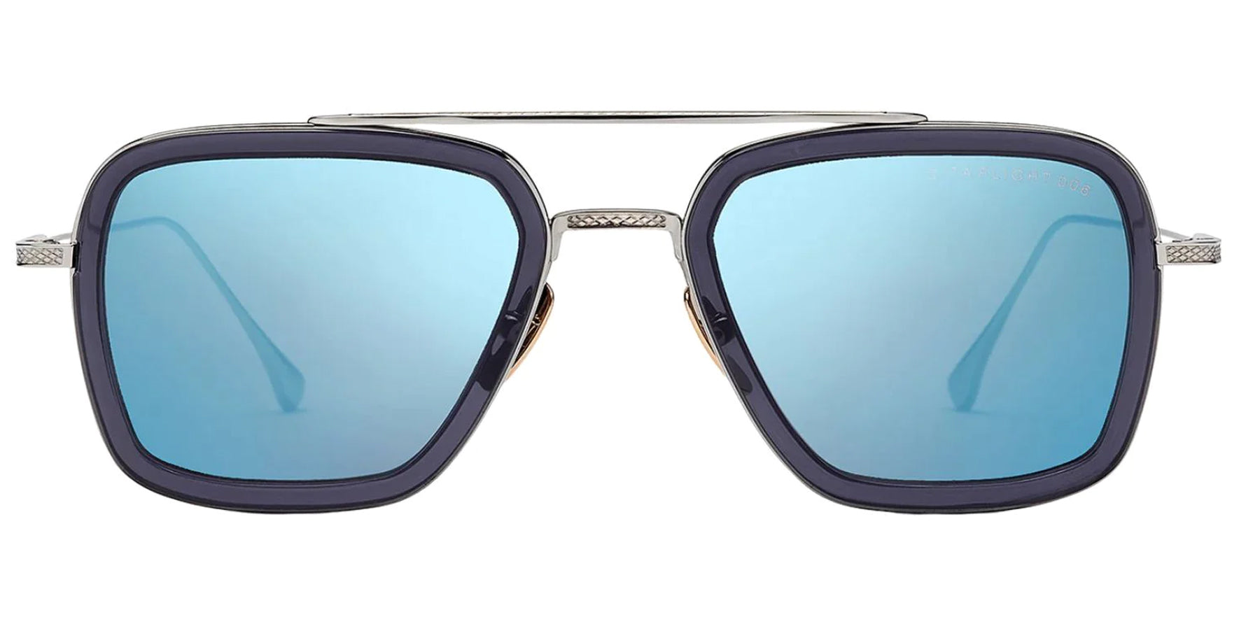 Dita Flight.006 Smoke Grey Crystal-Black Palladium Navigator Sunglasses 7806-A-SMK-PLD-52-Z Grey-Blue Mirror Lens 52mm