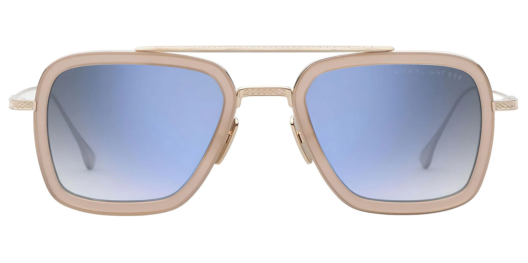 Dita Flight.006 White Gold/Dusty Pink Aviator Sunglasses 7806-U-GLD-PNK Dark Grey to Clear Gradient Lens 52mm