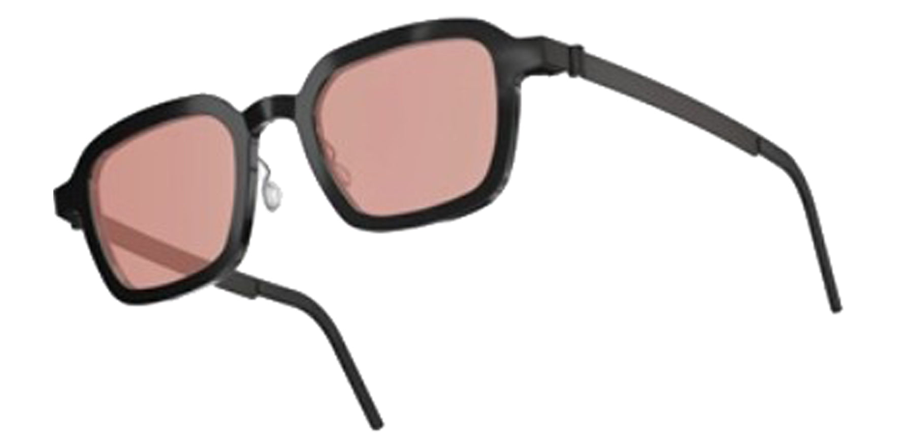 Lindberg Sun Titanium Black Soft Square Sunglasses 85098-AK62 Rose Lens 48mm