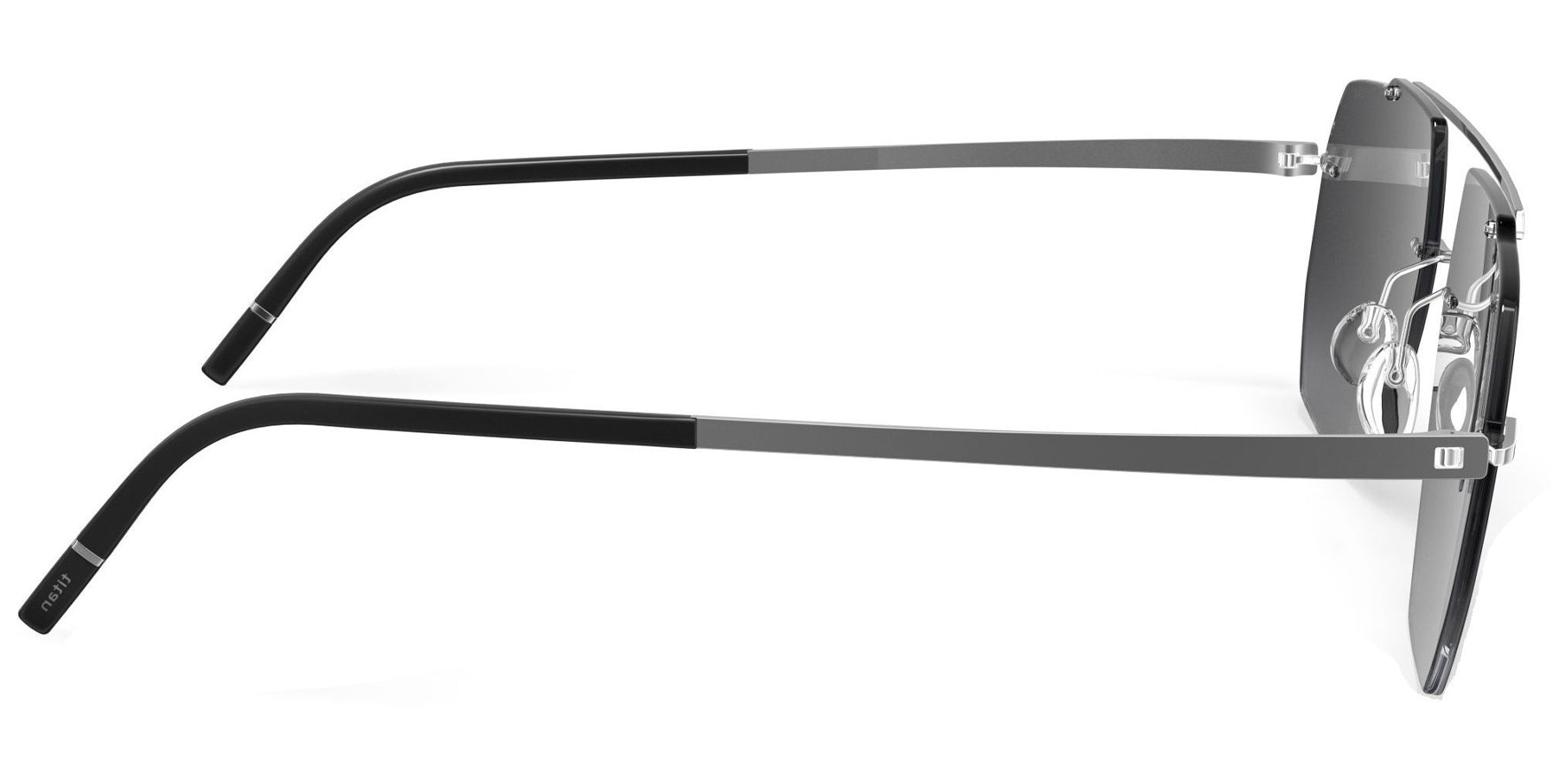 Silhouette Rincon Rhodium/Black Rimless Geometric Aviator Sunglasses 87467570000000 Grey Gradient Lens 56mm
