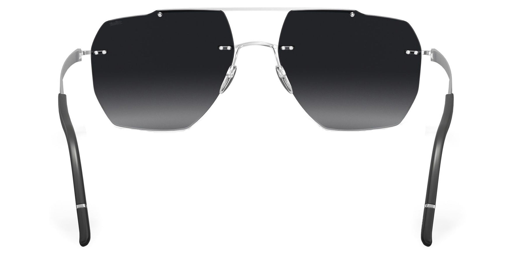 Silhouette Rincon Rhodium/Black Rimless Geometric Aviator Sunglasses 87467570000000 Grey Gradient Lens 56mm