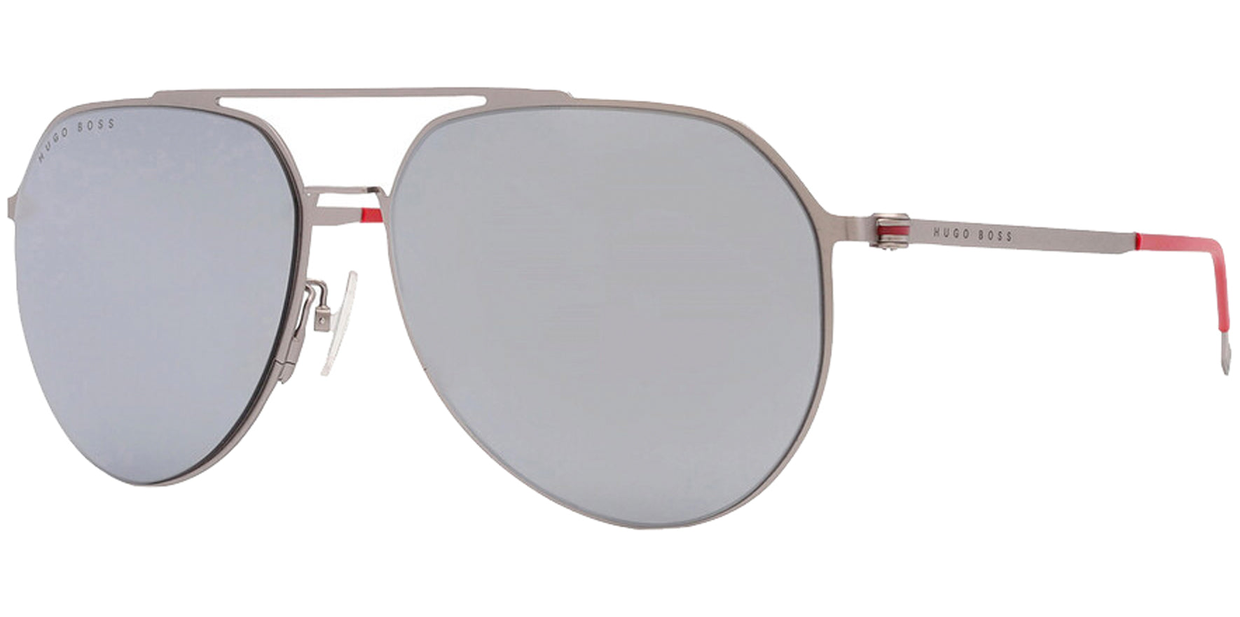 Hugo Boss Men Matte Ruthenium Aviator Sunglasses BOSS1404FSK-0R81-DC Silver Multilay Lens 61mm