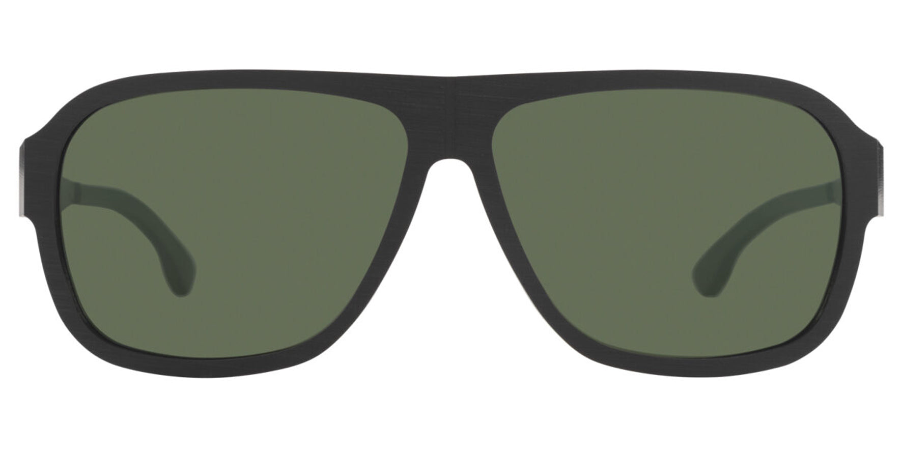 Ic! Berlin Power Law Men Black-Rough Square Sunglasses A0557541002802902MI Green Polarized Lens 62mm