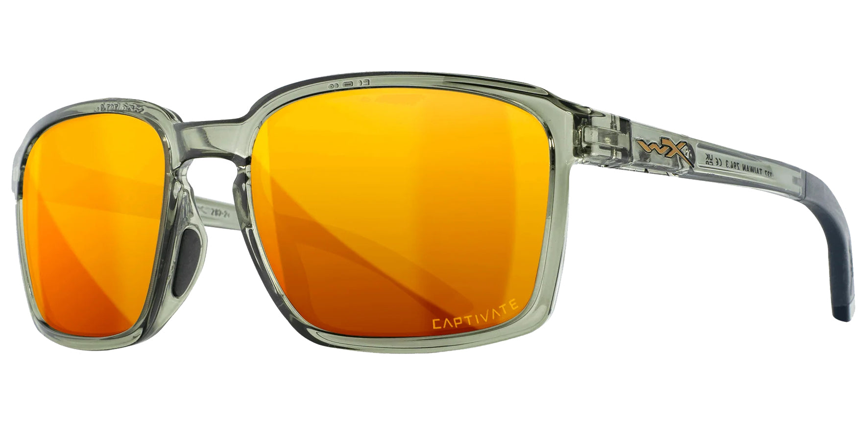 Wiley X Alfa Gloss Crystal Light Olive Rectangular Sunglasses AC6ALF04 CAPTIVATE™ Polarized Bronze Mirror Lens 56mm