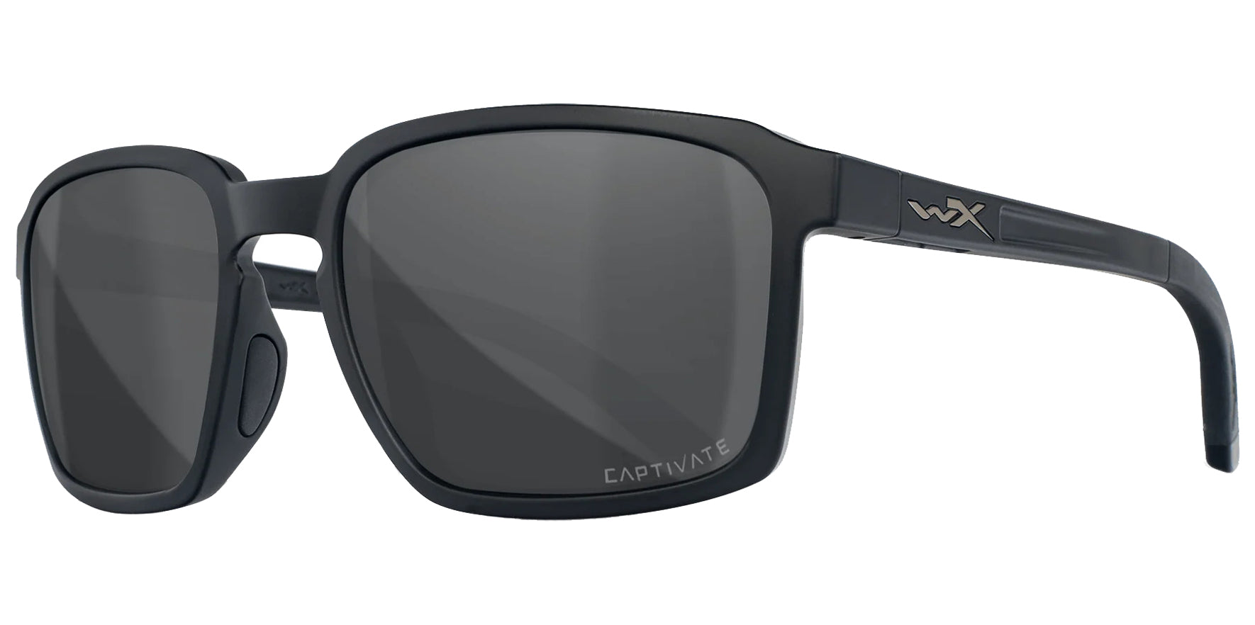 Wiley X Alfa Matte Black Rectangular Sunglasses AC6ALF18 CAPTIVATE™ Polarized Grey Lens 56mm