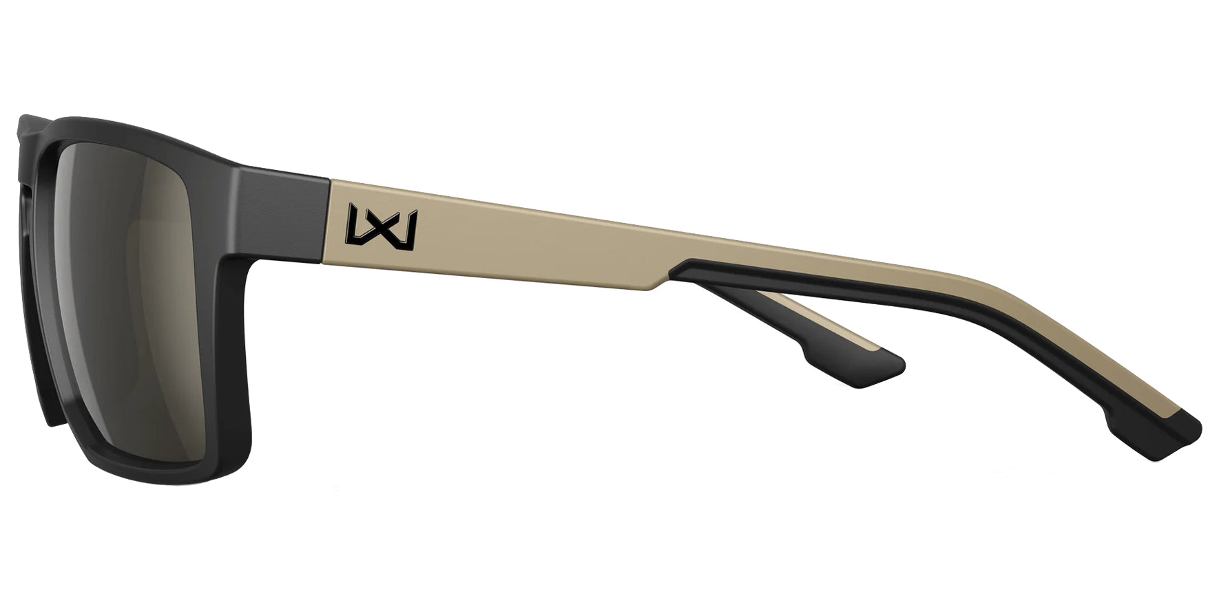 Wiley X Founder Matte Black/Tan Rectangular Sunglasses AC6FND04 CAPTIVATE™ Tungsten Mirror Lens 56mm