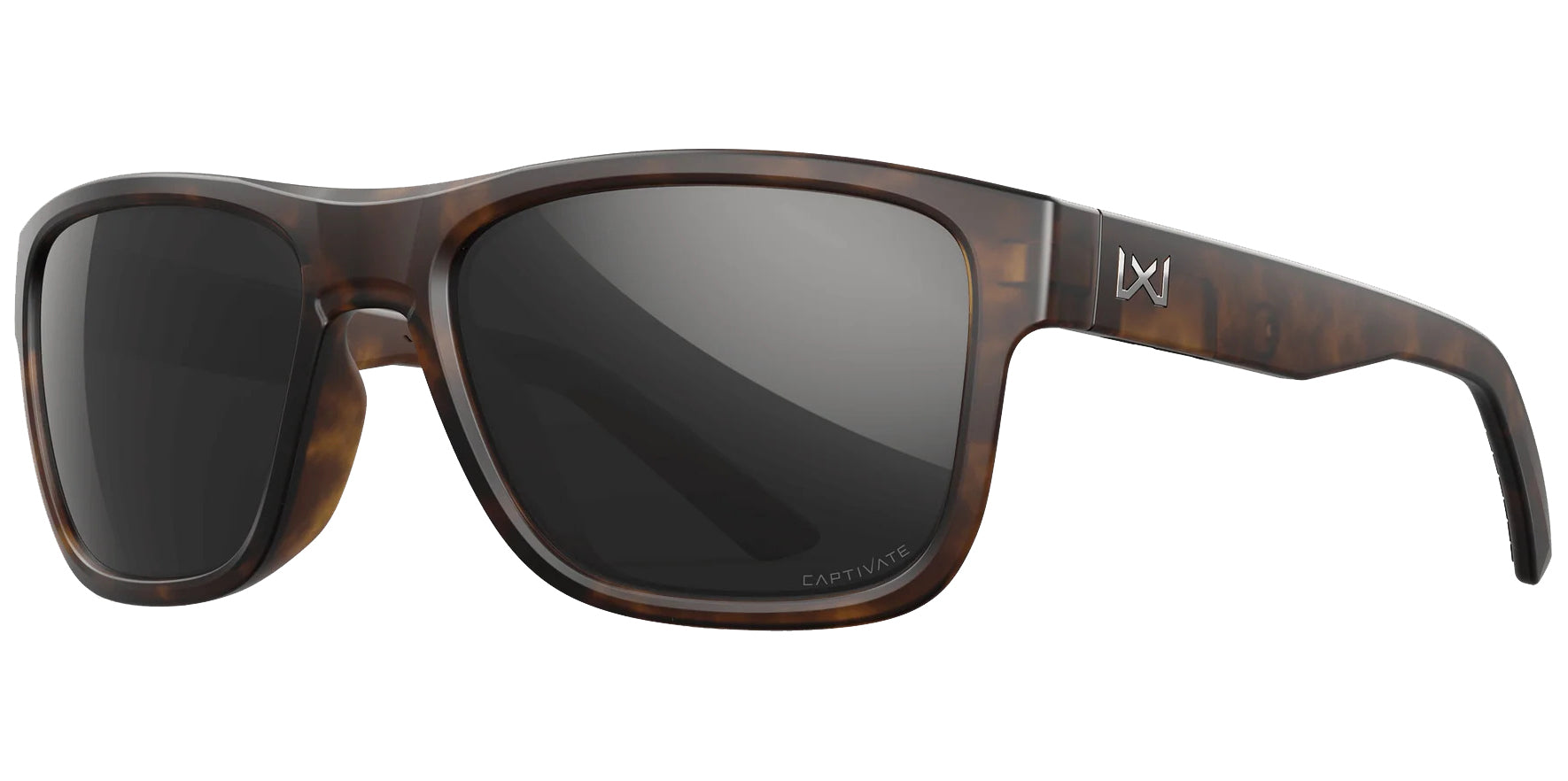 Wiley X Ovation Matte Tortoise Rectangular Sunglasses AC6OVN15 CAPTIVATE™ Polarized Black Mirror Lens 56mm
