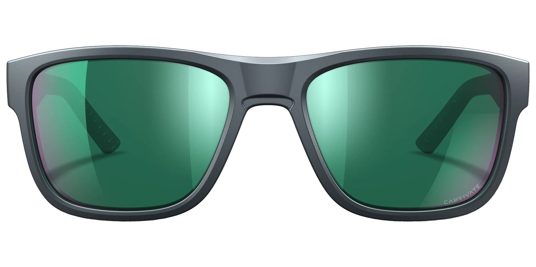 Wiley X Ovation Matte Graphite Grey Rectangular Sunglasses AC6OVN17 CAPTIVATE™ Polarized Green Mirror Lens 56mm