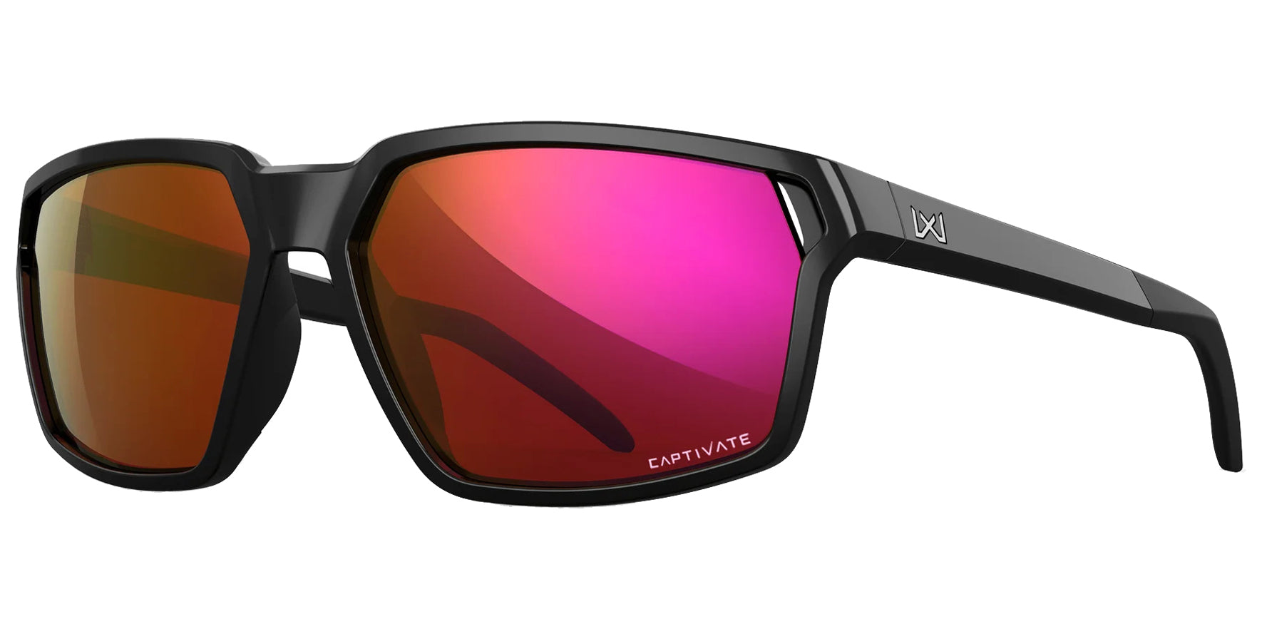 Wiley X Sierra Gloss Black Rectangular Sunglasses AC6SRA06 CAPTIVATE™ Red Mirror Lens 60mm