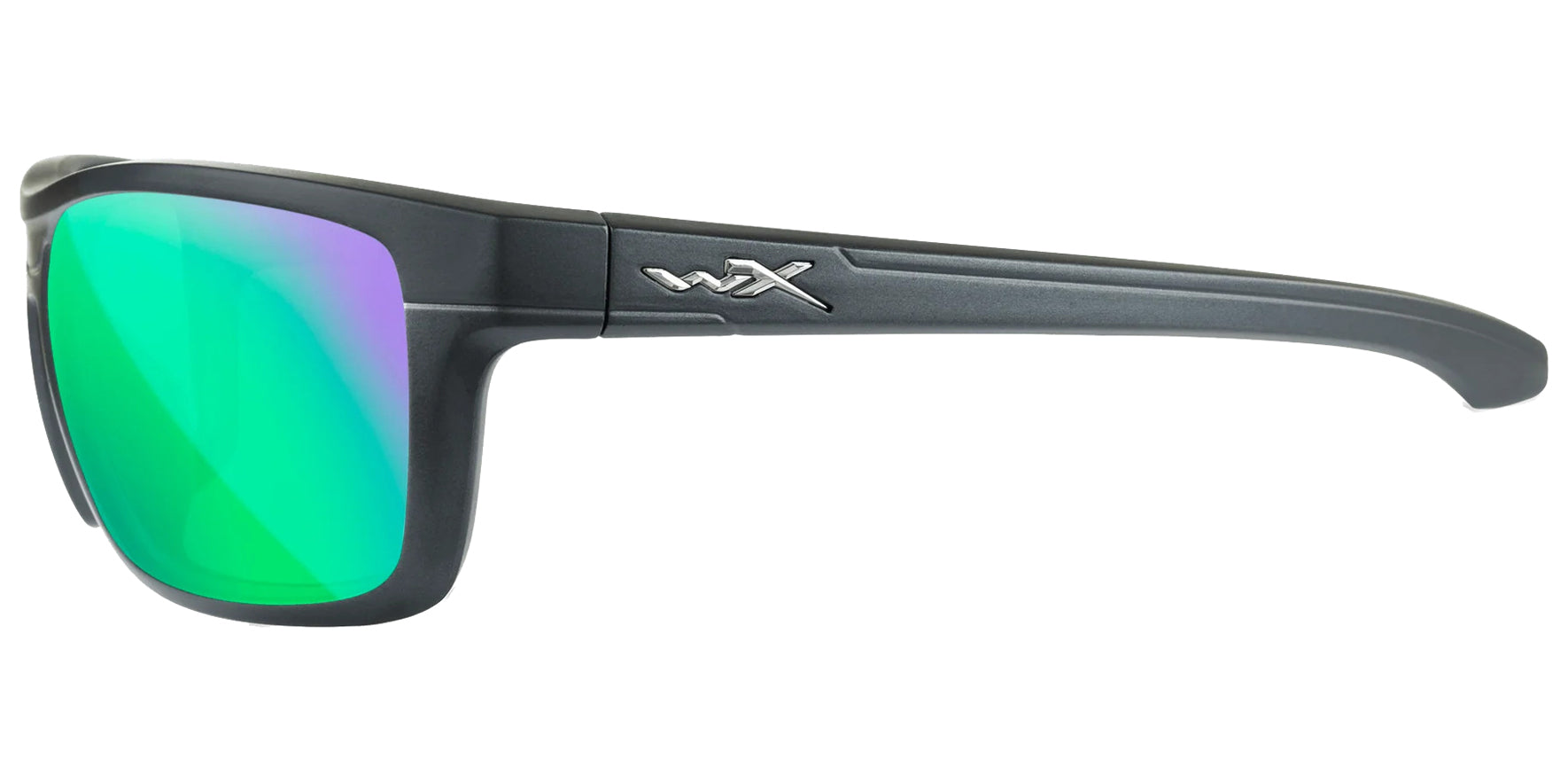 Wiley X Kingpin Matte Graphite Wraparound Sunglasses ACKNG07 CAPTIVATE™ Polarized Green Mirror Lens 60mm