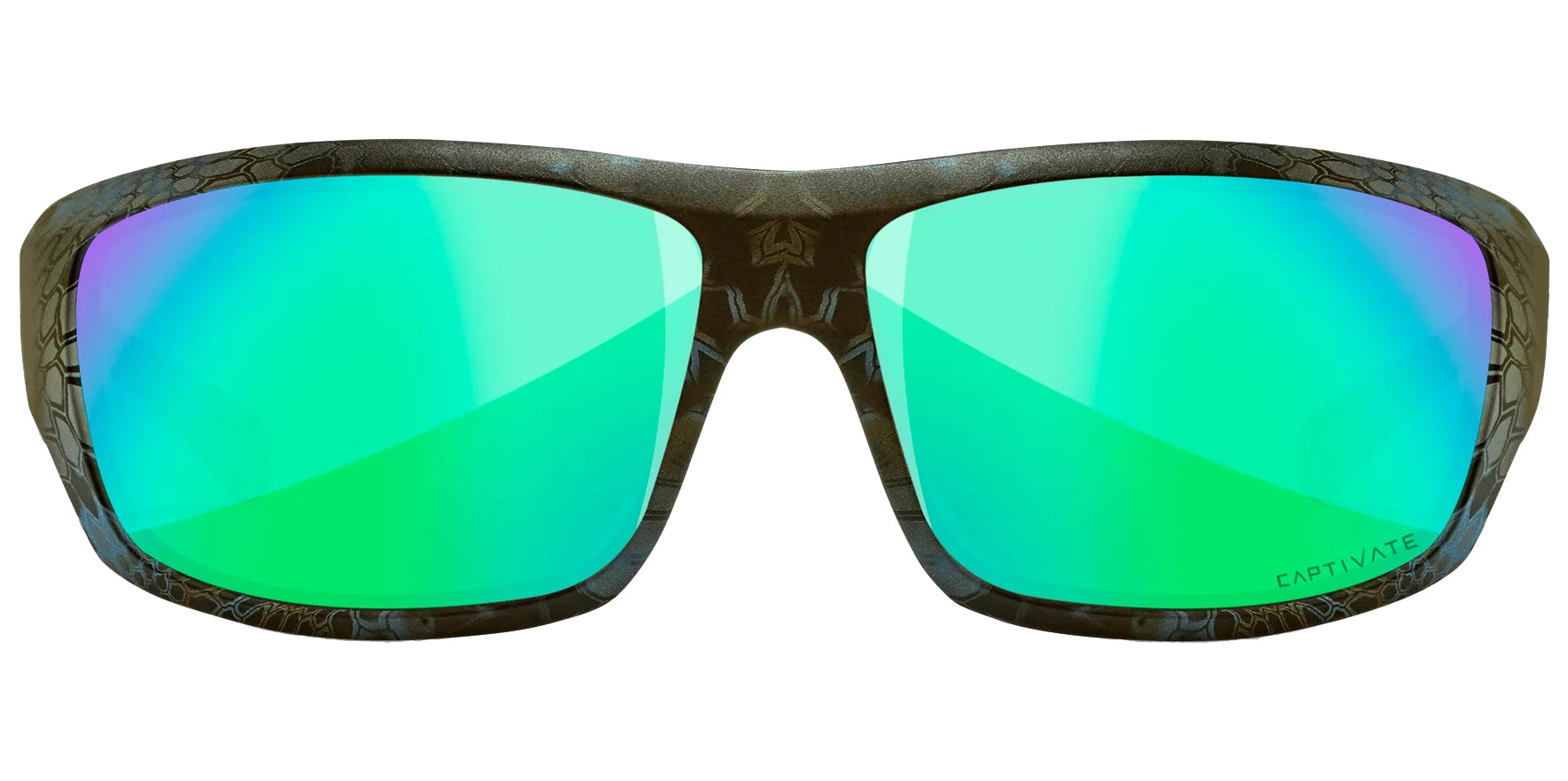 Wiley X Omega Kryptek® Neptune Wraparound Sunglasses ACOME13 CAPTIVATE™ Polarized Green Mirror Lens 66mm