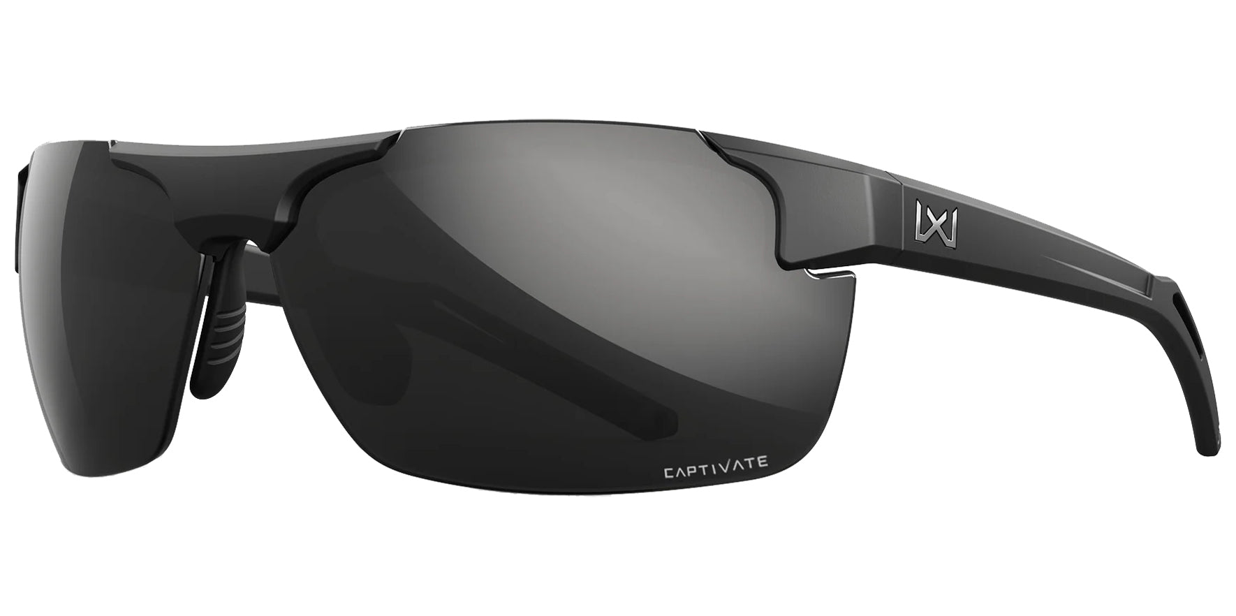 Wiley X Prime Matte Black Semi-Rimless Wrap Sunglasses ACPRM05 CAPTIVATE™ Polarized Black Mirror Lens 69mm