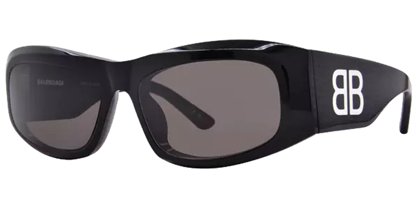 Balenciaga Women Black Rectangular Cat Eye Sunglasses BB0395S-001 Grey Lens 60mm