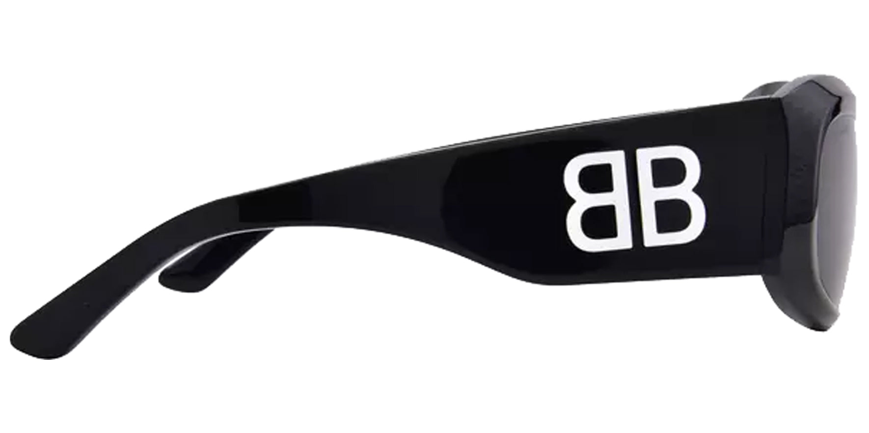 Balenciaga Women Black Rectangular Cat Eye Sunglasses BB0395S-001 Grey Lens 60mm